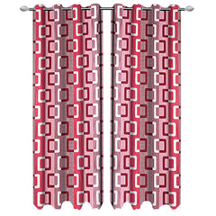 Kuber Industries Geometric Design 2 Pieces Polyester Eyelet Door Curtain 7 Feet (Maroon)-CTKTC14243
