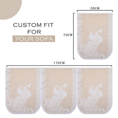 Heart Home Sofa Cover | Net Sofa Slipcover Set | Sofa Cover for Living Room | Sofa Slip Cover for Hall | 5-Seater Sofa Cover for Home Decor | Sofa Cover Set | Peacock-Design | 10 Piece | Maroon