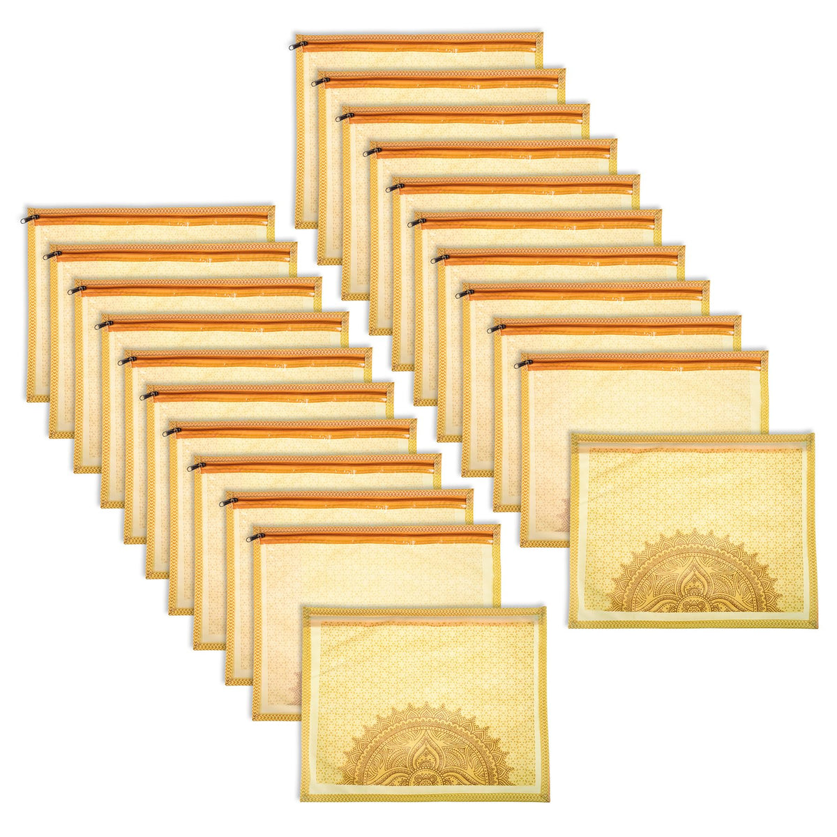 Heart Home Saree Cover | Clothes Storage Bag | Single Packing Saree with Zip Closure | Wardrobe Organizer | Cloth Stoarge Organizer | Rangoli Design | Pack of 24 | Cream