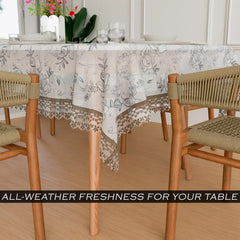 Kuber Industries Dining Table Cover | PVC Table Cover | Brown Embossed Lace Floral Table Cover | Table Protector | Table Cover for Dining Table | 60x90 | Transparent