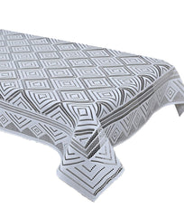 Kuber Industries Rectangular Design Cotton 4 Seater Center Table Cover - White