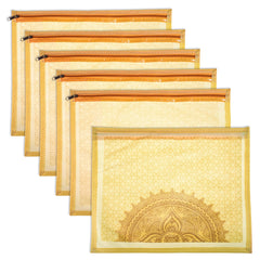 Heart Home Saree Cover | Clothes Storage Bag | Single Packing Saree with Zip Closure | Wardrobe Organizer | Cloth Stoarge Organizer | Rangoli Design | Pack of 6 | Cream