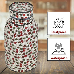 Heart Home PVC Circle Print Waterproof and Dustproof Cylinder Cover for Home & Kitchen Pack of 2 (Cream) 52HH3942