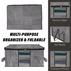 Heart Home Saree Cover & Underbed Stoarge Bag Set | 3 Pieces Saree & 3 Pieces Underbed Storage Bag Combo Set | Zipper Closure & Handle | Lining-Design | Set of 6 | Gray