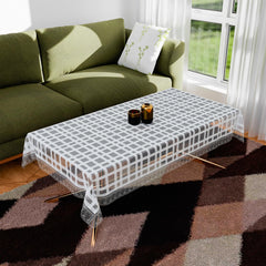 Heart Home Center Table Cover | PVC Table Cloth Cover | 4 Seater Table Cloth | Self Check Table Cover | Table Protector | Table Cover for Center Table | 40x60 Inch | CTC | White