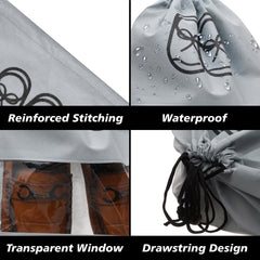 Heart Home Shoe Cover | Travel Shoe Storage Bags | Non-Woven Storage Bag | Shoe Cover with Drawstring | Shoe Organizer with Clear window | Plain | Pack of 12 | Gray