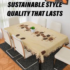 Heart Home Dining Table Cover | Flower Design Dining Table Cover | Shinning Net Dining Table Cover | Tablecloth for Dining Area | Home Decor | 60x90 | Cream
