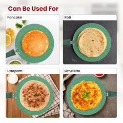 Kuber Industries Dosa Tawa Non Stick Pan with Revivted Handle | High Grade Aluminium Induction Non Stick Tawa Pan | Scratch Resistant, Gas Stove & Induction Compatiable | Dark Green