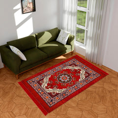 Heart Home Carpet|Velvet Carpet-Rug for Home Décor|Carpet Rug for Bedroom|Carpet for Living Room|Prayer-Yoga Mat|Carpet for Hall|4x6 Ft|Red