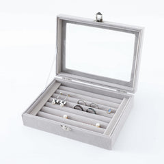 Kuber Industries Pack of 2 Velvet Jewelry Box Organizer | Jewelry Storage Box | Jewelry Organizer | Showcase Holder Dresser Organizer for Earring Necklace Bracelet Ring | YXX-017 | Grey
