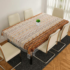 Kuber Industries Lining Design Print Dining Table Cover 6 Seater|Exclusive Table Cloth|Table Sheet for dining, Party, Events|Waterproof Table Protector|Indoor and Outdoor Use 90x60 (Beige)