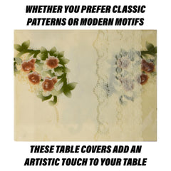 Kuber Industries Center Table Cover | PVC Table Cloth Cover | 4 Seater Table Cloth | Flower Almond Table Cover | Table Protector | Table Cover for Center Table | 40x60 Inch | Cream