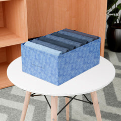 Heart Home Trouser Box | Wardrobe Organizer | Clothes Organizer | Storage Box for Pants-Shirt-Sweaters-Bra Panty-Socks | 7-Grid Closet Organizer | Zig-Zag | Medium | Blue