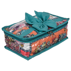 Heart Home Jewellery Kit | Travel Makeup Organizer | Zipper Clouser Cosmetic Kit | 6 Pouch Jewellery Kit | Cosmetic Bag for Women | Bow Flower Jewellery Kit | Sea Green