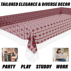 Heart Home Dining Table Cover | PVC Table Cloth Cover | 6 Seater Table Cloth | Self Star Table Cover | Table Protector | Table Cover for Dining Table | 60x90 Inch | DTC | Brown