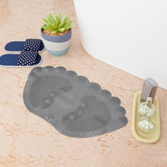 Heart Home Bath Mat | PVC Bathroom Mat | Shower Bath Mat | Foot Shape Bath Tub Mat | Foot Massager Mat | Anti-Skid Floor Mat | Shower Mat | Gray