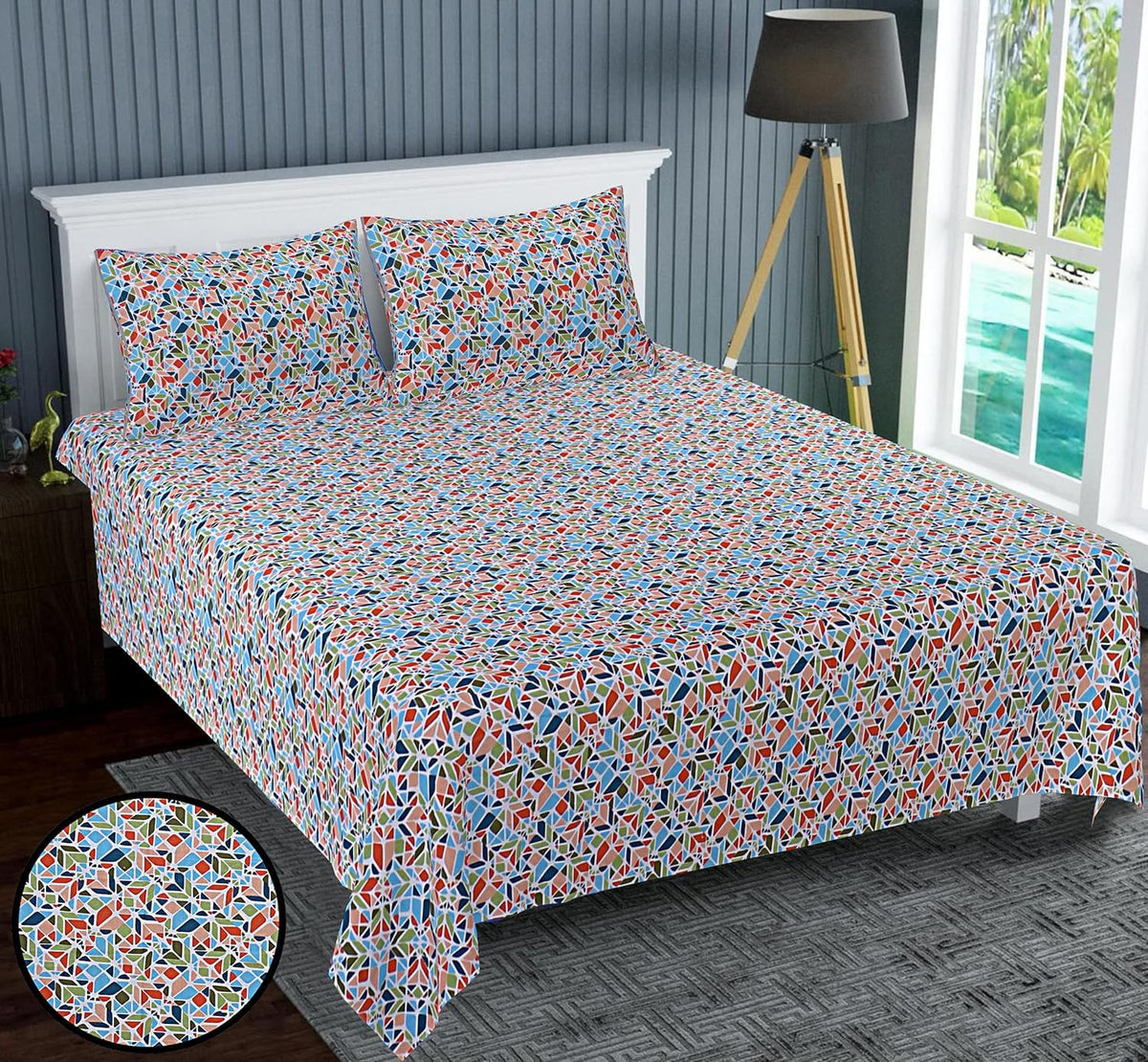 Kuber Industries Double Bedsheet(228 * 254 cm)|Cotton 120 TC Luxury Printed Soft & Lightweight Bedsheet for Double Bed with 2 Pillow Covers (Multicolor) (Pack of 3)