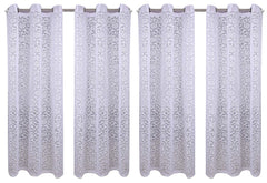 Kuber Industries Cotton 4 Pieces 7 Feet Eyelet Door Curtain (White) -CTKTC29560