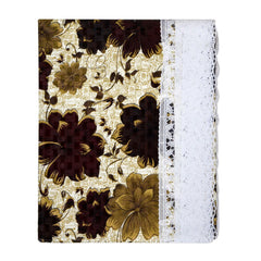 Kuber industries Dining Table Cover | PVC Table Cloth Cover | 6-Seater Table Cloth | Table Protector Cover | Table Cover for Dining Table | Brown New Flower Table Cover | 60x90 Inch | DTC | White