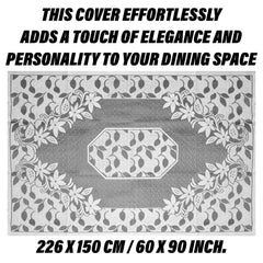 Heart Home Dining Table Cover | Net Table Cloth Cover | 6 Seater Table Cloth | Flower Table Cover | Table Protector | Table Cover for Dining Table | 60x90 Inch | S21 | Gray