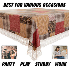 Heart Home Dining Table Cover | Kitchen Dining Tablecloth | 4 Seater Center Table Cover | Dining Table Cover for Hall Décor | Barik Flower Kitchen Tablecloth | 45x70 | Maroon