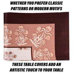 Kuber Industries Dining Table Cover | Polyester Table Cloth Cover | 6-Seater Table Cloth | Harmony Table Cover | Table Protector | Table Cover for Dining Table | 60x90 Inch | DTC | Cream & Brown