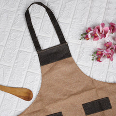 Heart Home Apron | Jute 2 Front Pocket Kitchen Apron | Apron for Restaurent | Apron for Housewife | Chef Apron for Kitchen | Water Resistance Apron | Pack of 2 | Golden