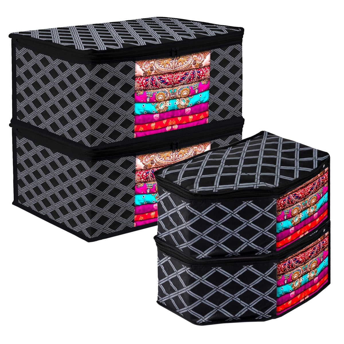 Heart Home Saree Cover & Blouse Cover Set | Saree & Blouse Organizer Combo Set | 3 Pieces Blouse & 3 Pieces Saree Cover Set | Zipper Closure | Dot Border | Set of 6 | Maroon