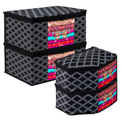 Heart Home Saree Cover & Blouse Cover Set | Saree & Blouse Organizer Combo Set | 2 Pieces Blouse & 2 Pieces Saree Cover Set | Zipper Closure | Leaf-Design | Set of 4 | Cream