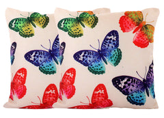 Kuber Industries Butterfly Design 2 Pieces Cotton Cushion Cover - 16"x16"(Cream)