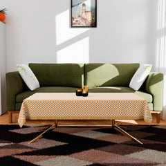 Heart Home Table Cover | Polyvinyl Dining Table Cloth Cover | Center Table Cover | Table Cover for Kitchen Table | Lining Table Cover for Hall Décor | 36x54 Inch | Golden