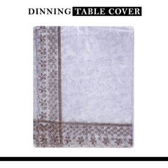 Heart Home Dining Table Cover | PVC Table Cover | Brown Embossed Lace Flower Table Cover | Table Protector | Table Cover for Dining Table | 60x90" | Transparent