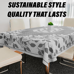 Heart Home Dining Table Cover | Net Table Cloth Cover | 6 Seater Table Cloth | Flower Table Cover | Table Protector | Table Cover for Dining Table | 60x90 Inch | S21 | Gray