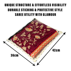 Heart Home Saree Cover | Clothes Storage Bag | Single Packing Saree with Zip Closure | Wardrobe Organizer | Cloth Stoarge Organizer | Dot Design | Pack of 12 | Cream