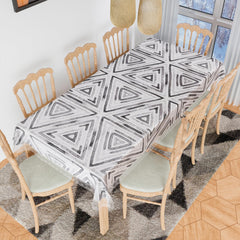 Kuber Industries Dining Table Cover | PVC Table Cloth Cover | 8 Seater Table Cloth | Triangle Table Cover | Table Protector | Table Cover for Dining Table | 60x108 Inch | DTC | Gray