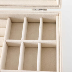 Kuber Industries Pack of 4 Velvet Jewelry Box Organizer | Jewelry Storage Box | Jewelry Organizer | Showcase Holder Dresser Organizer for Earring Necklace Bracelet Ring |YXX-019 | White