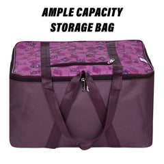 Heart Home Storage Bag | Clothes Storage Attachi Bag | Underbed Storage Bag | Zipper Storage Bag | Wardrobe Organizer with Handle | Travel Attachi Bag | Flower Check | Large | Purple