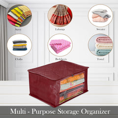 Heart Home Saree Cover | Zip Closure Saree Cover | Clothes Storage Bag | Wardrobe Organiser for Suit | Transparent Window Saree Cover | 9 inch | Pack of 2 | Maroon