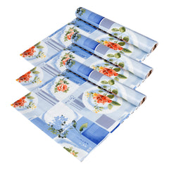 Heart Home Shelf Liner | Kitchen Cabinet Shelf Protector | Kitchen Liners for Cabinets and Drawers | Drawer Liner Mat | Flower Check Shelf Liner Roll | Cabinet Mat | 3 MTR | Pack of 3 | Blue
