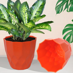 Heart Home Flower Pot | Flower Planter Pots for Indoor | Flower Pots for Outdoor | Pot for Garden & Balcony Flowering | Flower Plants Pot | Barfi Flower Pot | 6 Inch | Pack of 2 | Orange