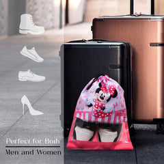 Heart Home Disney Minnie Shoe Cover | Travel Shoe Storage Bags | Polyester Storage Bag | Drawstring Shoe Cover | Shoe Organizer with Clear window | Pack of 12 | Pink