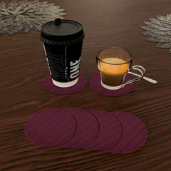 Heart Home Coaster | Tea Coasters for Office Table | Foam Tea Coasters for Kitchen | Coasters for Dining Table | Office Desk Coasters | Round Lining-Design Coaster | 6 Piece Set | Purple
