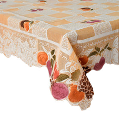 Kuber Industries Check Printed Cotton 4 Seater Center Table Cover,40"x60" (Light Orange)-44KM01