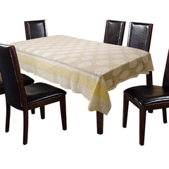 Kuber Industries Cotton Shining Flower Design 6 Seater Dining Table Cover (Cream, 60" x90 Inches, Standard) - CTKTC040139