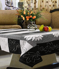 Kuber Industries 4 Seater Cotton Center Table Cover/Table Cloth|Rose Printed & Premium Cotton|Size 100 x 150 x 1 CM (Black) Pack of 1