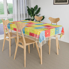 Heart Home Dining Table Cover | Kitchen Dining Tablecloth | 4 Seater Center Table Cover | Dining Table Cover for Hall Décor | Check Kitchen Tablecloth | 45x70 | Yellow