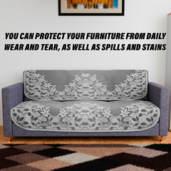 Heart Home Sofa Cover|3-Seater Sofa Cover|Cotton Sofa Slip Cover|Sofa Slipcover Set|Sofa Cover for Living Room|Flower-Long Sheet Sofa Cover|Brown