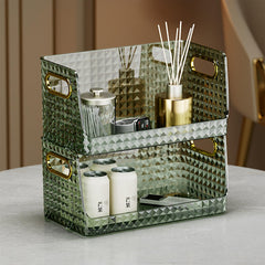 Kuber Industries Pack of 6 Multipurpose Jewellery and Cosmetic Storage Container| Makeup Perfume Organiser | Dressing Table organiser tray | Skincare Storage Box | YM.6585D | Dark Green