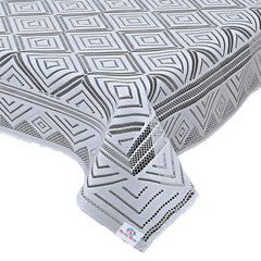 Heart Home Argyle Printed Cotton 4 Seater Center Table Cover,40"x60" (White)-44HH025