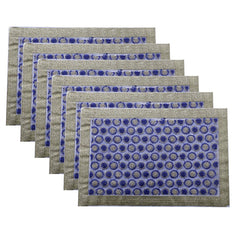 Heart Home Embroidery Design PVC 6 Piece Reversible Dining Table Placemat Set (Blue) - CTHH7466